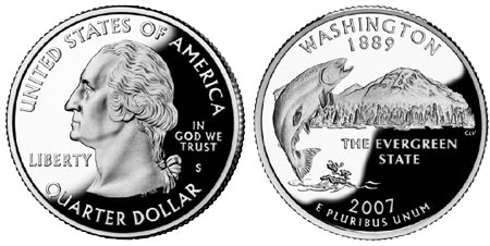 US 2007 Washington State Quarters Bu Unc Hologram Coins Cufflinks NEW 